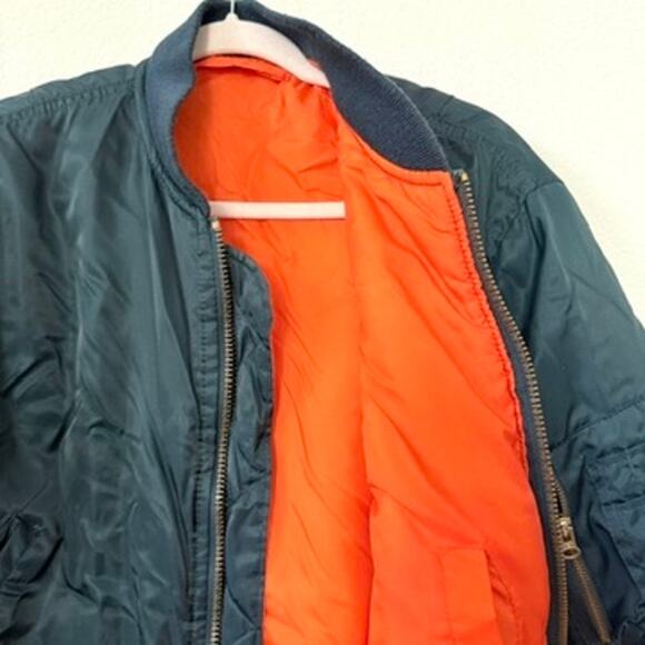 Alpha Industries Vtg MA-1 Flight Bomber Jacket Blue Reversible Men's Medium - Picture 3 of 10